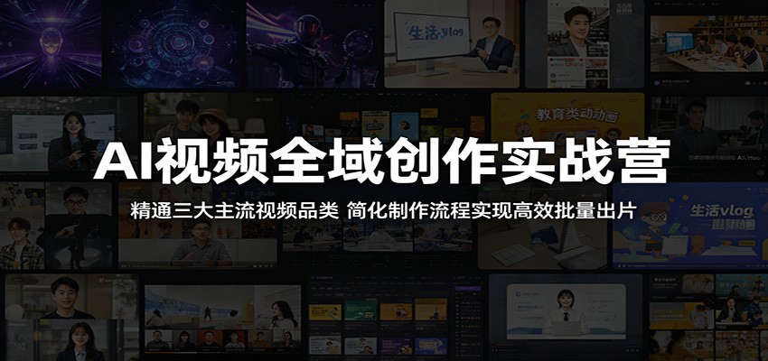 AI视频全域创作实战营:精通三大主流视频品类,简化制作流程实现高效批量出片力繁信息站-闲云创业网-老谢轻创网-中创网-福缘网-冒泡网-资源之家-魔方项目库力繁信息站