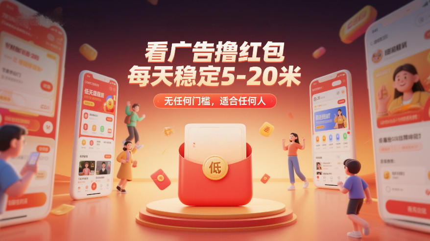 看广告撸红包，每天稳定5-20米，无任何门槛，适合任何人力繁信息站-闲云创业网-老谢轻创网-中创网-福缘网-冒泡网-资源之家-魔方项目库力繁信息站