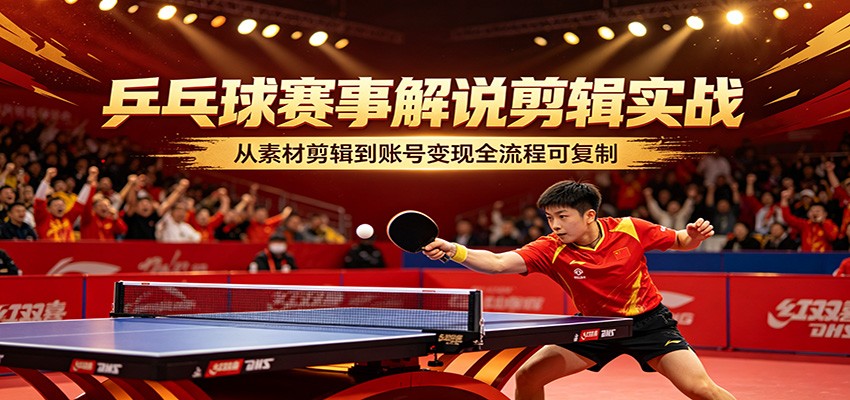 乒乓球赛事解说剪辑实战，从素材剪辑到账号变现全流程可复制力繁信息站-闲云创业网-老谢轻创网-中创网-福缘网-冒泡网-资源之家-魔方项目库力繁信息站