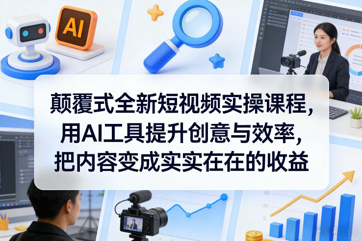 颠覆式全新短视频实操课程，用AI工具提升创意与效率，把内容变成实实在在的收益力繁信息站-闲云创业网-老谢轻创网-中创网-福缘网-冒泡网-资源之家-魔方项目库力繁信息站