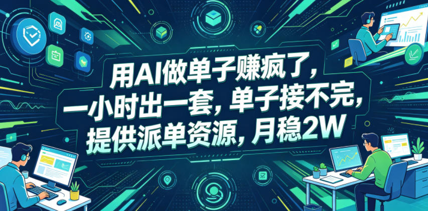 用AI做单子賺疯了,一小时出一套,单子接不完,提供派单资源,月稳2W【揭秘】力繁信息站-闲云创业网-老谢轻创网-中创网-福缘网-冒泡网-资源之家-魔方项目库力繁信息站