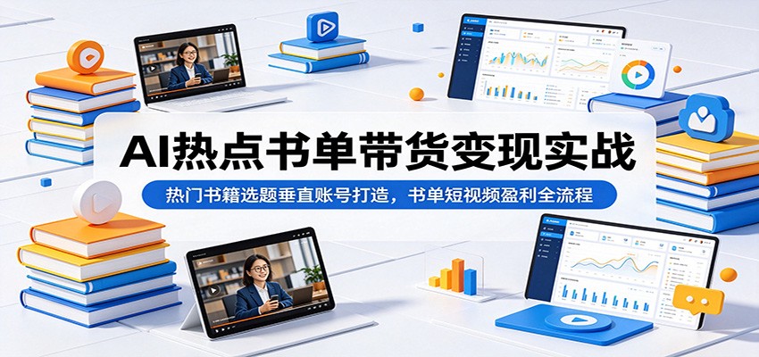 AI热点书单带货变现实战:热门书籍选题垂直账号打造,书单短视频盈利全流程力繁信息站-闲云创业网-老谢轻创网-中创网-福缘网-冒泡网-资源之家-魔方项目库力繁信息站