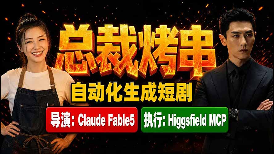 《总裁烤串》真人短剧全自动诞生!Claude Fable5 当导演,Higgsfield MCP 执行!力繁信息站-闲云创业网-老谢轻创网-中创网-福缘网-冒泡网-资源之家-魔方项目库力繁信息站