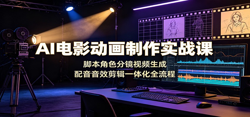 AI电影动画制作实战课:脚本角色分镜视频生成,配音音效剪辑一体化全流程力繁信息站-闲云创业网-老谢轻创网-中创网-福缘网-冒泡网-资源之家-魔方项目库力繁信息站