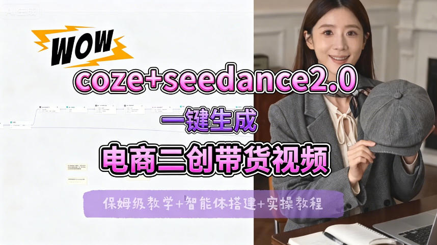 【Coze工作流搭建实操教程】seedance2.0+coze一键生成电商二创带货视频，全流程保姆级教学力繁信息站-闲云创业网-老谢轻创网-中创网-福缘网-冒泡网-资源之家-魔方项目库力繁信息站