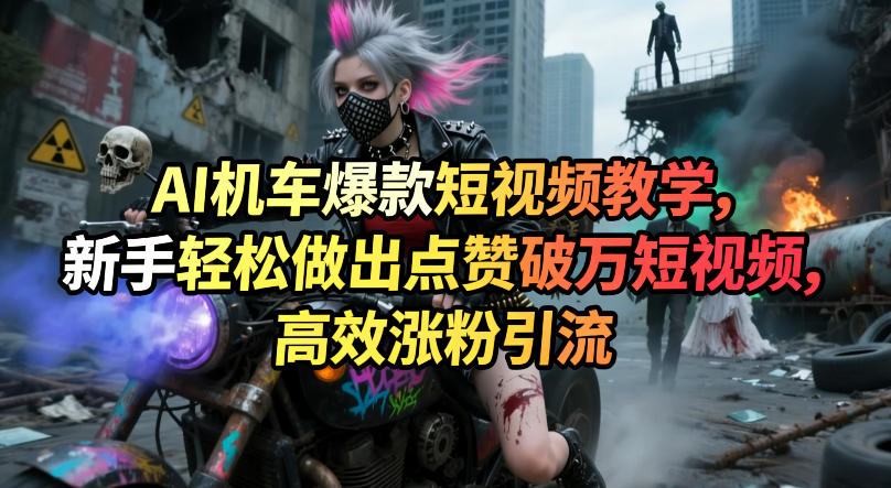 AI机车爆款短视频教学，新手轻松做出点赞破万短视频，高效涨粉引流力繁信息站-闲云创业网-老谢轻创网-中创网-福缘网-冒泡网-资源之家-魔方项目库力繁信息站