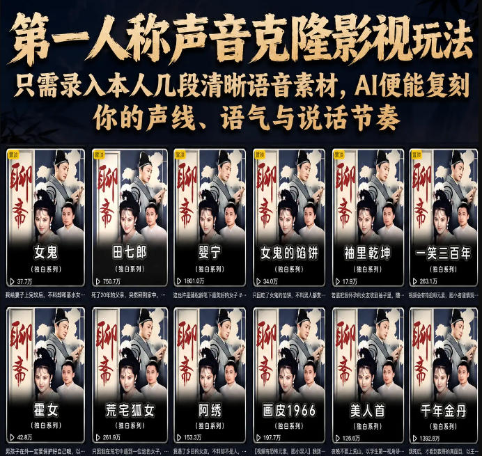 第一人称声音克隆影视玩法,只需录入本人几段清晰语音素材,AI便能复刻你的声线、语气与说话节奏力繁信息站-闲云创业网-老谢轻创网-中创网-福缘网-冒泡网-资源之家-魔方项目库力繁信息站