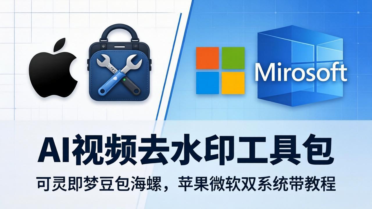AI视频去水印工具包：可灵即梦豆包海螺，苹果微软双系统带教程力繁信息站-闲云创业网-老谢轻创网-中创网-福缘网-冒泡网-资源之家-魔方项目库力繁信息站