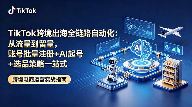TikTok跨境出海全链路自动化:从流量到留量,账号批量注册+AI起号+选品策略一站式力繁信息站-闲云创业网-老谢轻创网-中创网-福缘网-冒泡网-资源之家-魔方项目库力繁信息站