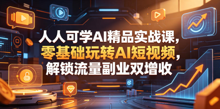 人人可学AI精品实战课,零基础玩转AI短视频,解锁流量副业双增收力繁信息站-闲云创业网-老谢轻创网-中创网-福缘网-冒泡网-资源之家-魔方项目库力繁信息站