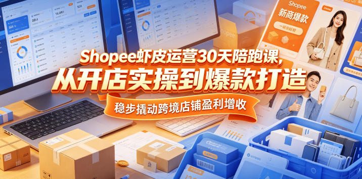 Shopee虾皮运营30天陪跑课，从开店实操到爆款打造，稳步撬动跨境店铺盈利增收力繁信息站-闲云创业网-老谢轻创网-中创网-福缘网-冒泡网-资源之家-魔方项目库力繁信息站