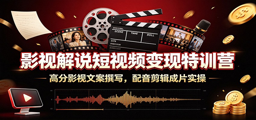 影视解说短视频变现特训营：高分影视文案撰写，配音剪辑成片实操力繁信息站-闲云创业网-老谢轻创网-中创网-福缘网-冒泡网-资源之家-魔方项目库力繁信息站