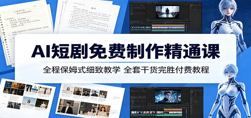 AI短剧免费制作精通课:全程保姆式细致教学,全套干货完胜付费教程力繁信息站-闲云创业网-老谢轻创网-中创网-福缘网-冒泡网-资源之家-魔方项目库力繁信息站