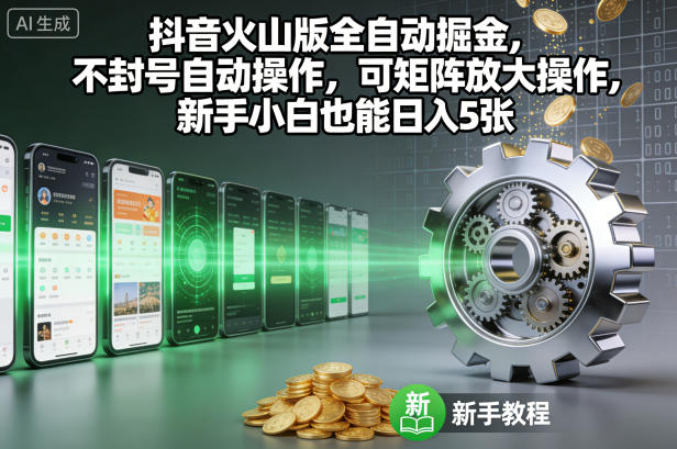 抖音火山版全自动掘金，不封号自动操作，可矩阵放大操作，新手小白也能日入5张【揭秘】力繁信息站-闲云创业网-老谢轻创网-中创网-福缘网-冒泡网-资源之家-魔方项目库力繁信息站