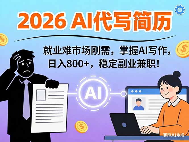 AI代写简历,超暴利,用万能模板月入1-3万实战教程,2026年市场刚需!力繁信息站-闲云创业网-老谢轻创网-中创网-福缘网-冒泡网-资源之家-魔方项目库力繁信息站