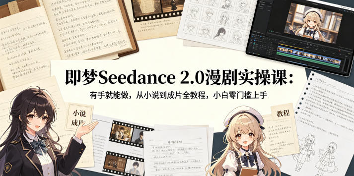 即梦Seedance 2.0漫剧实操课：有手就能做，从小说到成片全教程，小白零门槛上手力繁信息站-闲云创业网-老谢轻创网-中创网-福缘网-冒泡网-资源之家-魔方项目库力繁信息站