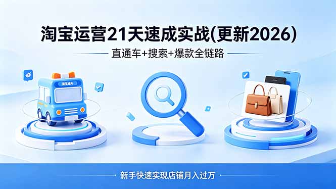 淘宝运营21天速成实战(更新4月力繁信息站-闲云创业网-老谢轻创网-中创网-福缘网-冒泡网-资源之家-魔方项目库力繁信息站