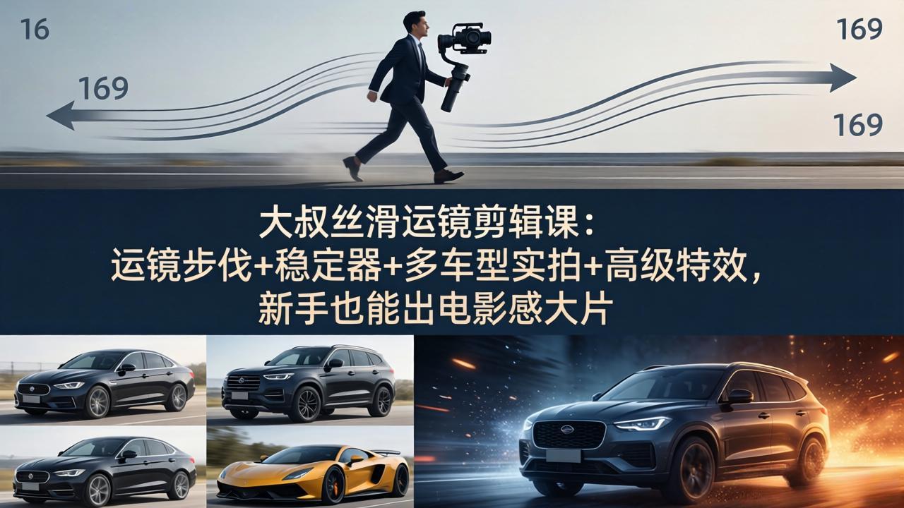 大叔丝滑运镜剪辑课:运镜步伐+稳定器+多车型实拍+高级特效,新手也能出电影感大片力繁信息站-闲云创业网-老谢轻创网-中创网-福缘网-冒泡网-资源之家-魔方项目库力繁信息站