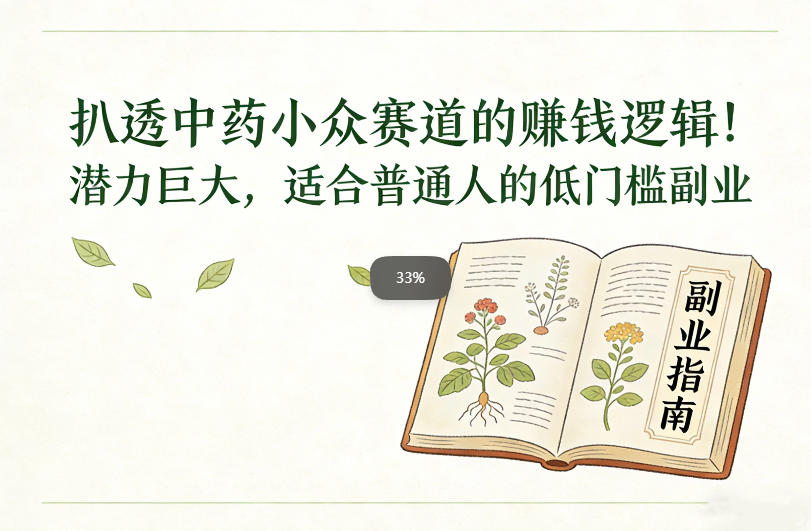 扒透中药小众赛道的賺米逻辑,潜力巨大,适合普通人的低门槛副业力繁信息站-闲云创业网-老谢轻创网-中创网-福缘网-冒泡网-资源之家-魔方项目库力繁信息站