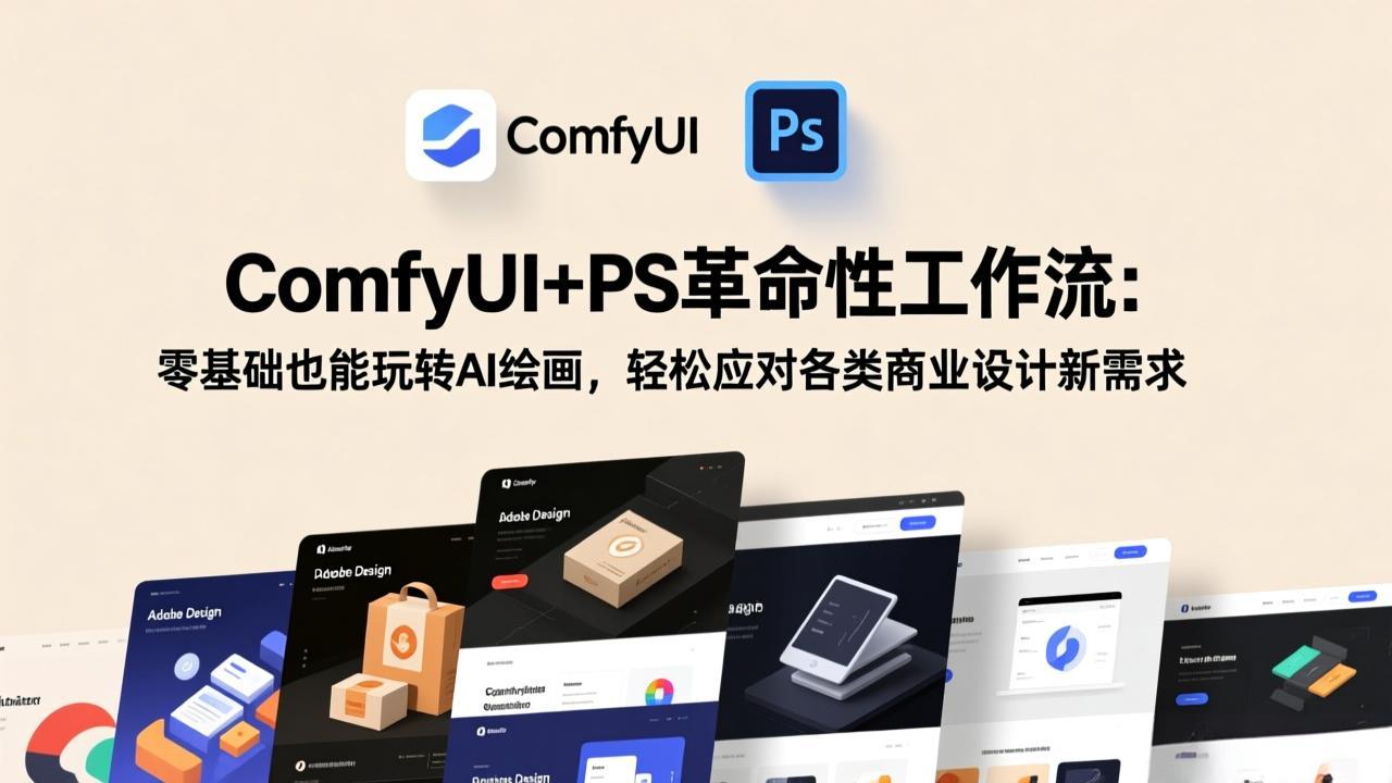 ComfyUI+PS革命性工作流：零基础也能玩转AI绘画，轻松应对各类商业设计新需求力繁信息站-闲云创业网-老谢轻创网-中创网-福缘网-冒泡网-资源之家-魔方项目库力繁信息站