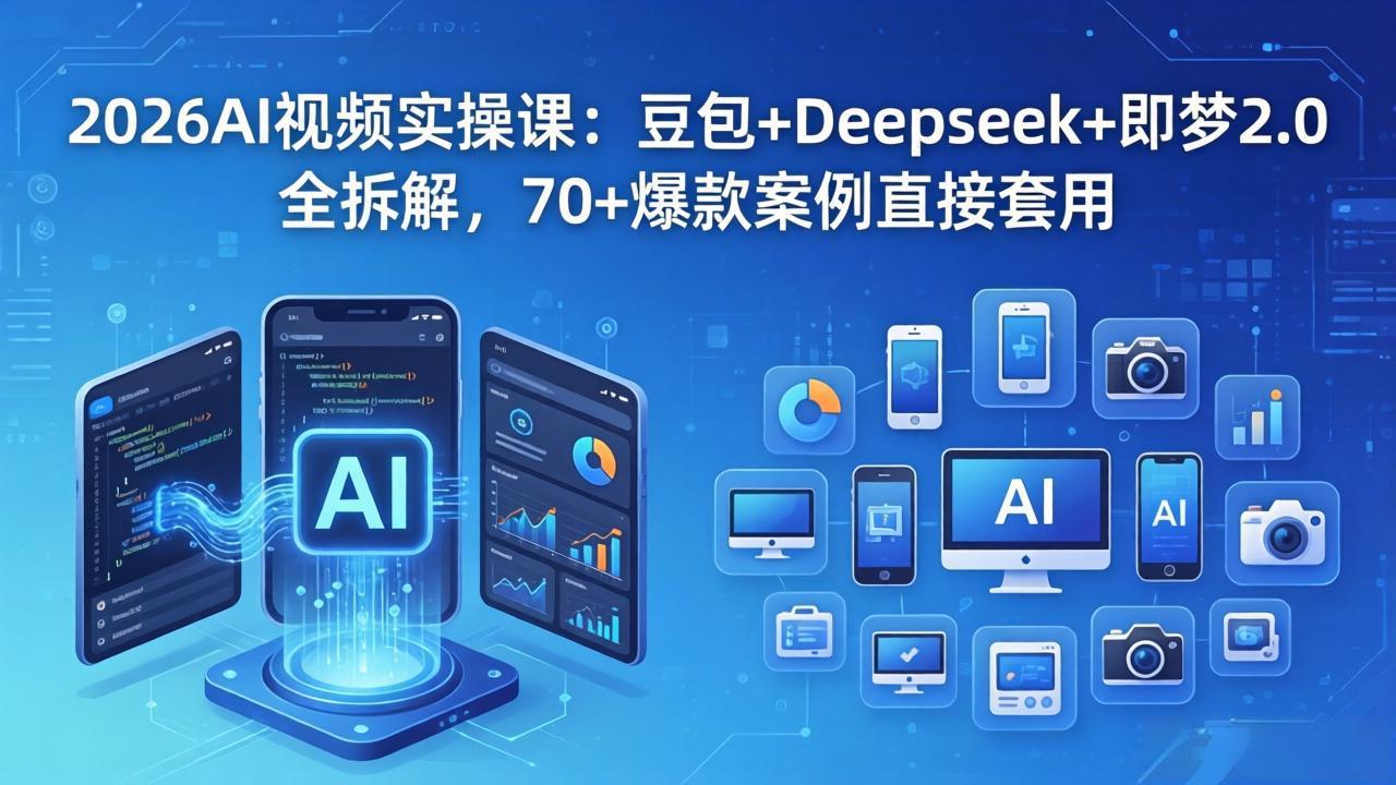 2026AI视频实操课：豆包+Deepseek+即梦2.0全拆解，70+爆款案例直接套用力繁信息站-闲云创业网-老谢轻创网-中创网-福缘网-冒泡网-资源之家-魔方项目库力繁信息站