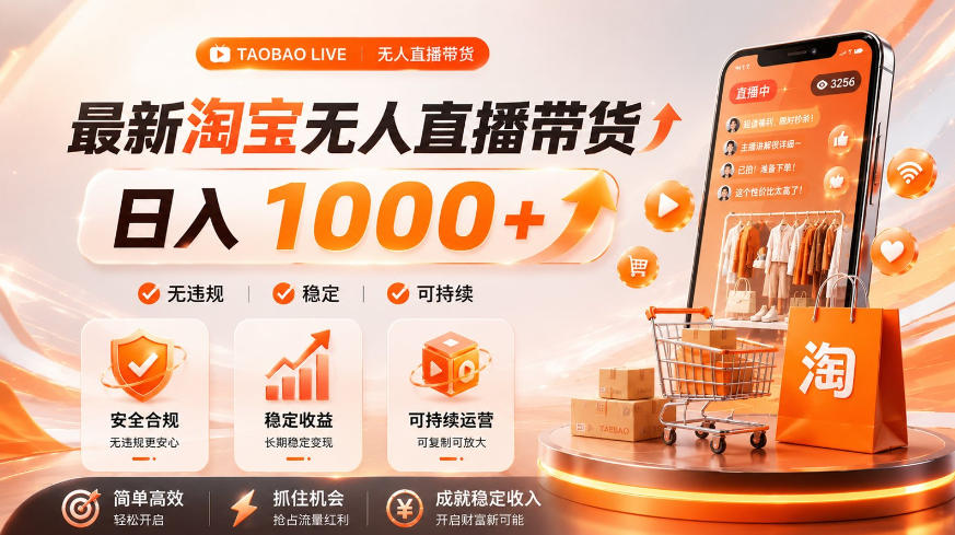 拒绝死工资!淘宝无人直播,让你睡觉都在进账,单设备日入1k+普通人的变现蓝海【揭秘】力繁信息站-闲云创业网-老谢轻创网-中创网-福缘网-冒泡网-资源之家-魔方项目库力繁信息站