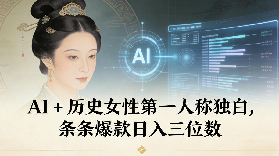 AI+历史女性第一人称独白，条条爆款日入三位数力繁信息站-闲云创业网-老谢轻创网-中创网-福缘网-冒泡网-资源之家-魔方项目库力繁信息站