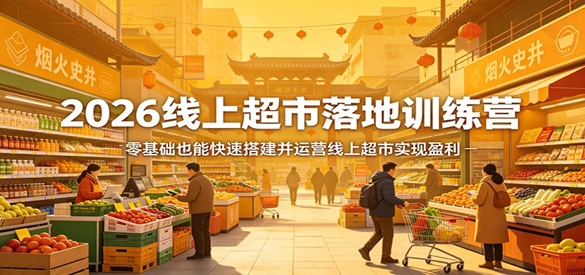 2026线上超市落地训练营，零基础也能快速搭建并运营线上超市实现盈利力繁信息站-闲云创业网-老谢轻创网-中创网-福缘网-冒泡网-资源之家-魔方项目库力繁信息站