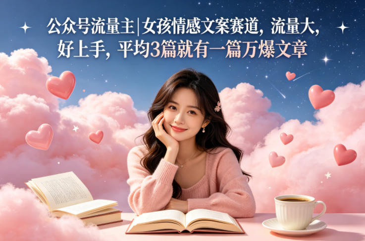 公众号流量主女孩情感文案赛道，流量大，好上手，平均3篇就有一篇万爆文章力繁信息站-闲云创业网-老谢轻创网-中创网-福缘网-冒泡网-资源之家-魔方项目库力繁信息站