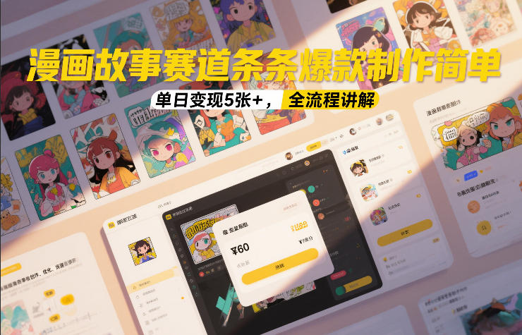 漫画故事赛道条条爆款制作简单，单日变现5张+，全流程讲解力繁信息站-闲云创业网-老谢轻创网-中创网-福缘网-冒泡网-资源之家-魔方项目库力繁信息站