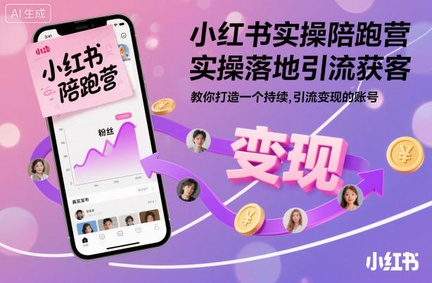 小红书实操陪跑营，实操落地引流获客，教你打造一个持续引流变现的账号力繁信息站-闲云创业网-老谢轻创网-中创网-福缘网-冒泡网-资源之家-魔方项目库力繁信息站