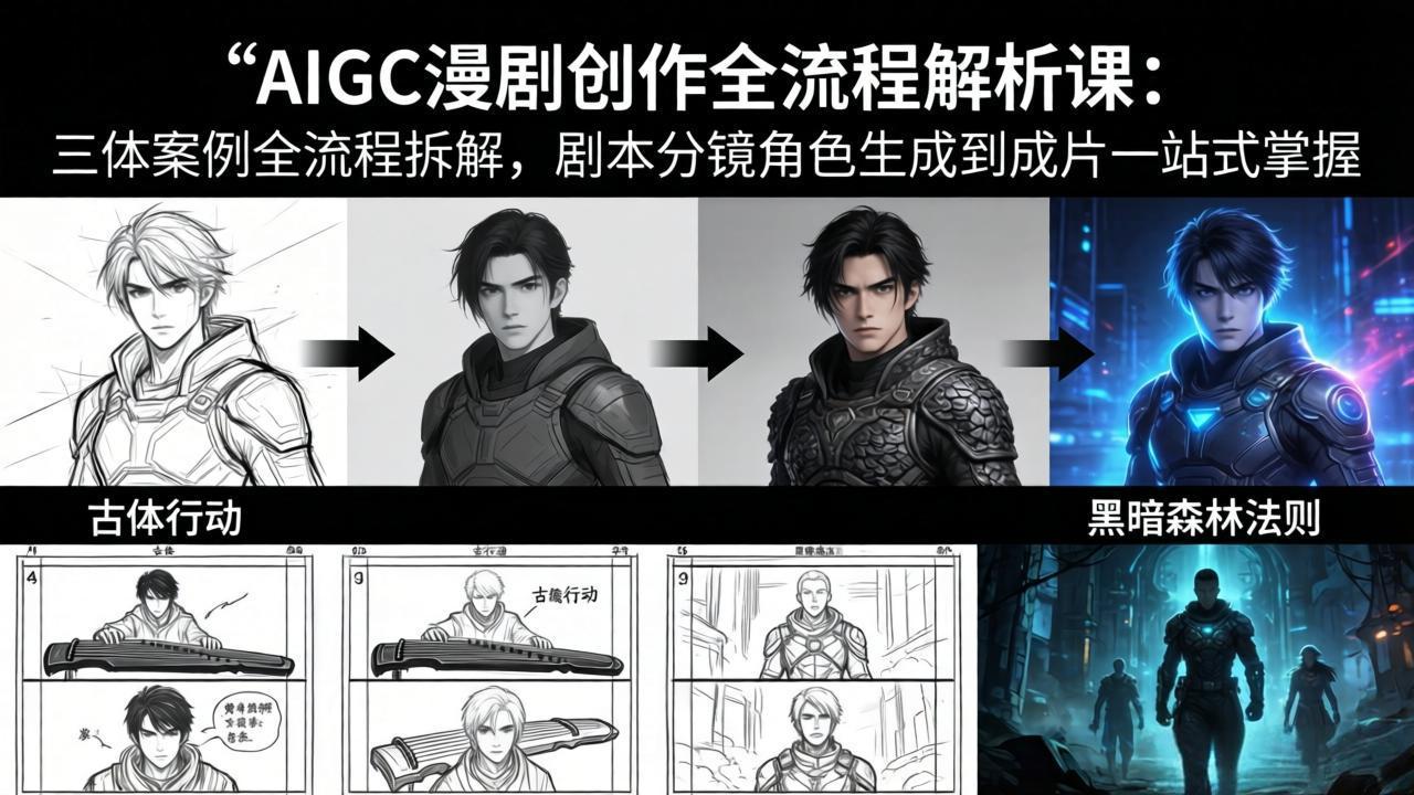 AIGC漫剧创作全流程解析课：三体案例全流程拆解，剧本分镜角色生成到成片一站式掌握力繁信息站-闲云创业网-老谢轻创网-中创网-福缘网-冒泡网-资源之家-魔方项目库力繁信息站