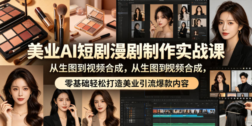 美业AI短剧漫剧制作实战课,从生图到视频合成,零基础轻松打造美业引流爆款内容力繁信息站-闲云创业网-老谢轻创网-中创网-福缘网-冒泡网-资源之家-魔方项目库力繁信息站