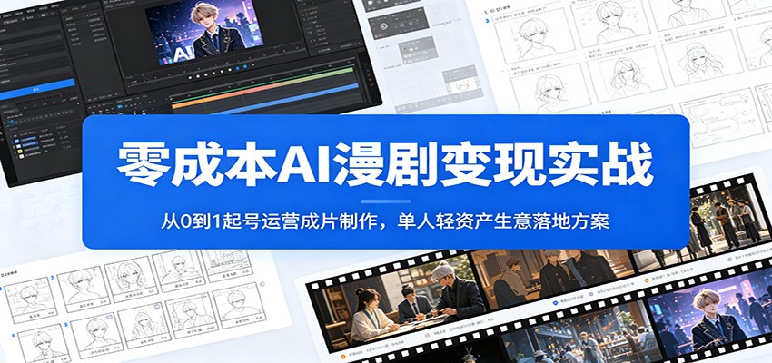 零成本AI漫剧变现实战：从0到1起号运营成片制作，单人轻资产生意落地方案力繁信息站-闲云创业网-老谢轻创网-中创网-福缘网-冒泡网-资源之家-魔方项目库力繁信息站
