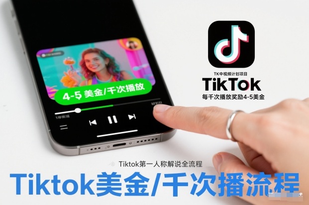 TK中视频计划项目，Tiktok第一人称解说流程，每干次播放奖励4-5美金力繁信息站-闲云创业网-老谢轻创网-中创网-福缘网-冒泡网-资源之家-魔方项目库力繁信息站