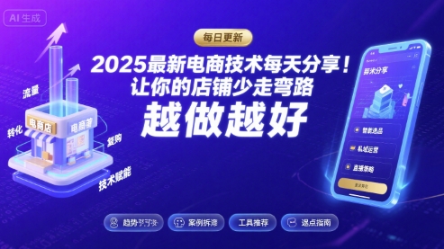 2025最新电商技术每天分享，让你的店铺少走弯路，越做越好(更新26年01月)力繁信息站-闲云创业网-老谢轻创网-中创网-福缘网-冒泡网-资源之家-魔方项目库力繁信息站