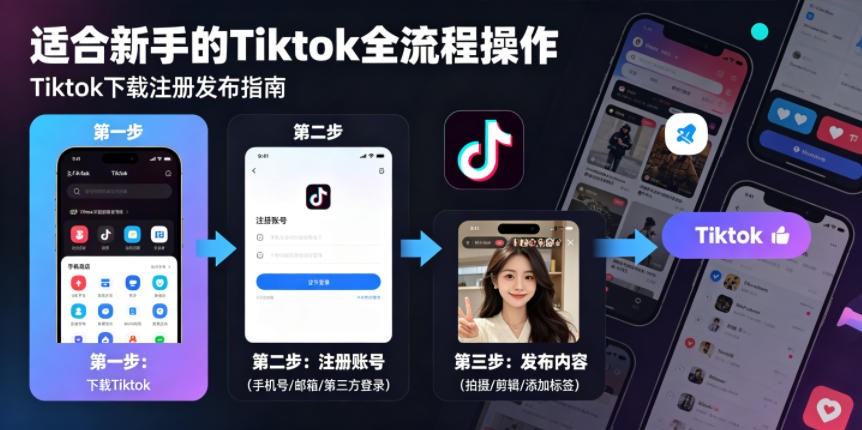 Tiktok下载注册发布，适合新手的Tiktok全流程操作力繁信息站-闲云创业网-老谢轻创网-中创网-福缘网-冒泡网-资源之家-魔方项目库力繁信息站