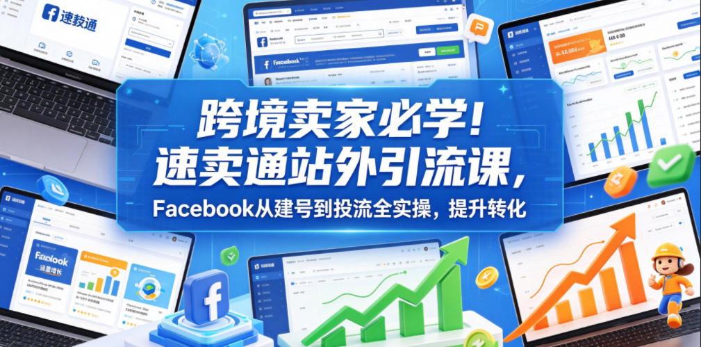 跨境卖家必学!速卖通站外引流课,Facebook从建号到投流全实操,提升转化力繁信息站-闲云创业网-老谢轻创网-中创网-福缘网-冒泡网-资源之家-魔方项目库力繁信息站