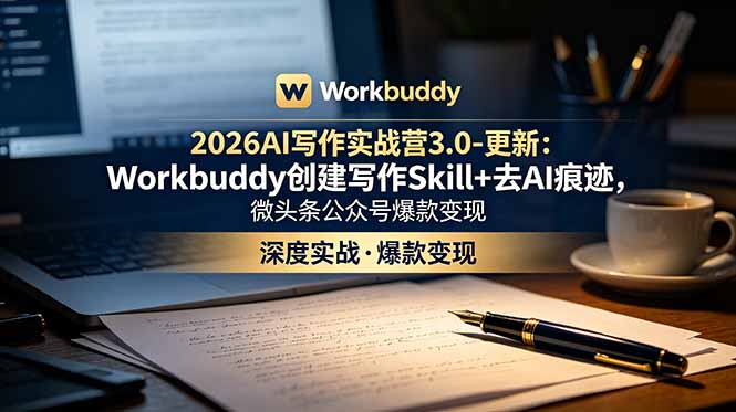 2026AI写作实战营3.0-更新:Workbuddy创建写作Skill+去AI痕迹,微头条公众号爆款变现力繁信息站-闲云创业网-老谢轻创网-中创网-福缘网-冒泡网-资源之家-魔方项目库力繁信息站