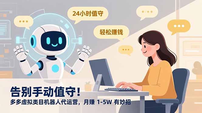 告别手动值守！多多虚拟类目机器人代运营，月赚 1-5W 有妙招力繁信息站-闲云创业网-老谢轻创网-中创网-福缘网-冒泡网-资源之家-魔方项目库力繁信息站