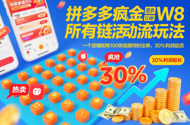 拼多多疯狂活动流玩法，所有链接全部打标，一个店铺矩阵100条链接同时出单，30%利润起店力繁信息站-闲云创业网-老谢轻创网-中创网-福缘网-冒泡网-资源之家-魔方项目库力繁信息站