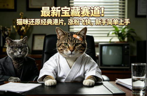 最新宝藏赛道！猫咪还原经典港片，涨粉飞快，新手简单上手力繁信息站-闲云创业网-老谢轻创网-中创网-福缘网-冒泡网-资源之家-魔方项目库力繁信息站