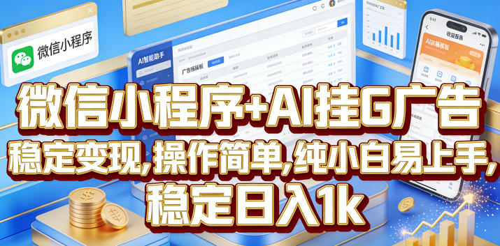 微信小程序+AI挂G广告,稳定变现,操作简单,纯小白易上手,稳定日入1k【揭秘】力繁信息站-闲云创业网-老谢轻创网-中创网-福缘网-冒泡网-资源之家-魔方项目库力繁信息站