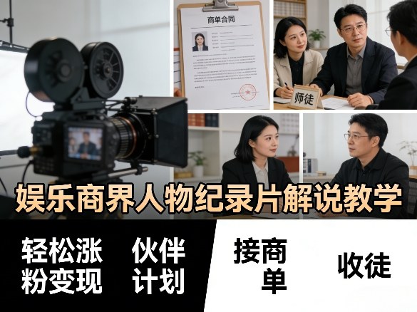 娱乐商界人物纪录片解说教学，轻松涨粉变现，伙伴计划，接商单，收徒等力繁信息站-闲云创业网-老谢轻创网-中创网-福缘网-冒泡网-资源之家-魔方项目库力繁信息站