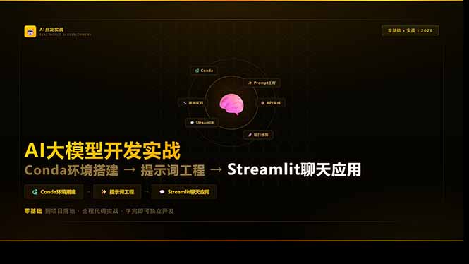 AI大模型开发实战：Conda环境搭建→提示词工程→Streamlit聊天应用，零基础到项目落地力繁信息站-闲云创业网-老谢轻创网-中创网-福缘网-冒泡网-资源之家-魔方项目库力繁信息站