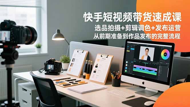 快手短视频带货速成课，选品拍摄+剪辑调色+发布运营，从前期准备到作品发布的完整流程力繁信息站-闲云创业网-老谢轻创网-中创网-福缘网-冒泡网-资源之家-魔方项目库力繁信息站