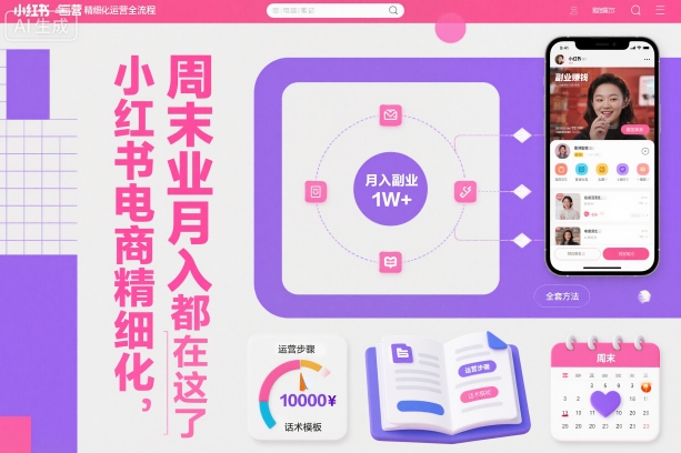 小红书电商精细化运营全流程，周末副业月入1W+，全套方法都在这了力繁信息站-闲云创业网-老谢轻创网-中创网-福缘网-冒泡网-资源之家-魔方项目库力繁信息站