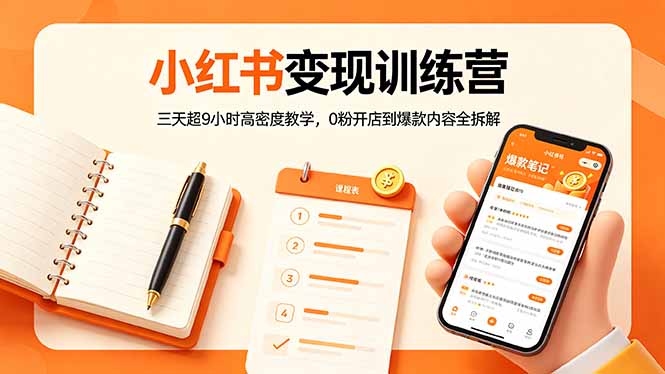 小红书变现训练营：三天超9小时高密度教学，0粉开店到爆款内容全拆解力繁信息站-闲云创业网-老谢轻创网-中创网-福缘网-冒泡网-资源之家-魔方项目库力繁信息站