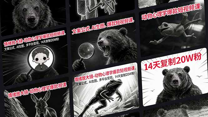 情绪放大镜-动物心理学爆款短视频课，文案公式、AI生图、多平台变现，14天复制20W粉力繁信息站-闲云创业网-老谢轻创网-中创网-福缘网-冒泡网-资源之家-魔方项目库力繁信息站