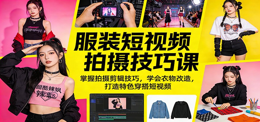 服装短视频拍摄技巧课：掌握拍摄剪辑技巧，学会衣物改造，打造特色穿搭短视频力繁信息站-闲云创业网-老谢轻创网-中创网-福缘网-冒泡网-资源之家-魔方项目库力繁信息站